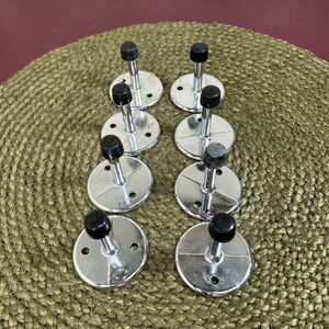 Set Of 8 Door Stops Rubber Tip Polished  Chrome NOS